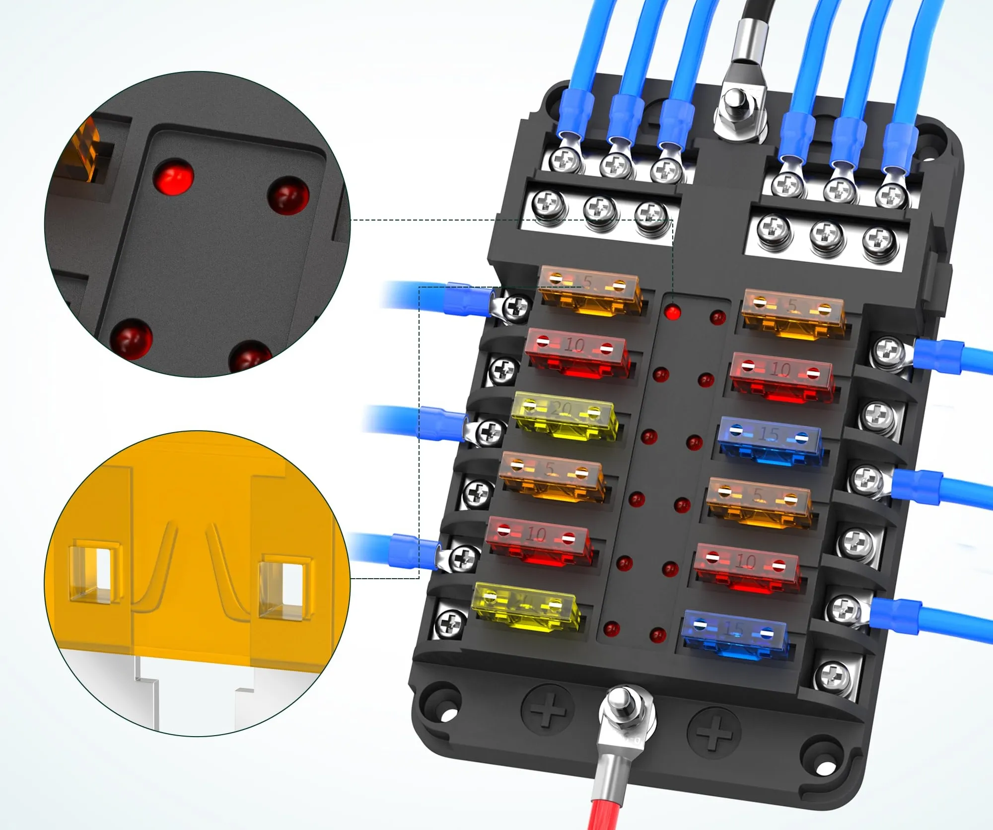 Universell DC Automotive Fuse Block 12 V / 24 V Tillbehör