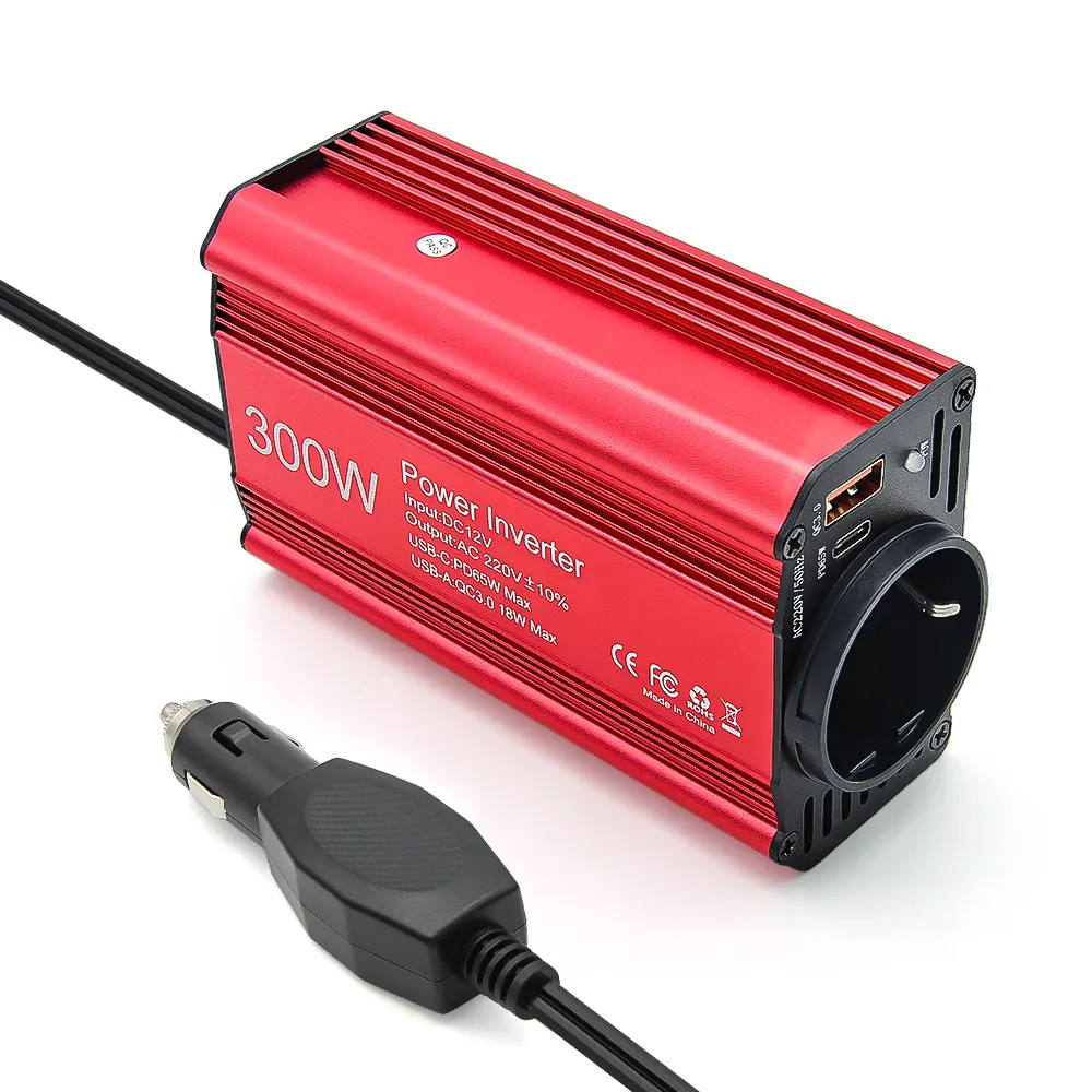 Inverter 300W EU Socket DC12V till AC 220V/110V med USBQC3.0+PD65W Tillbehör