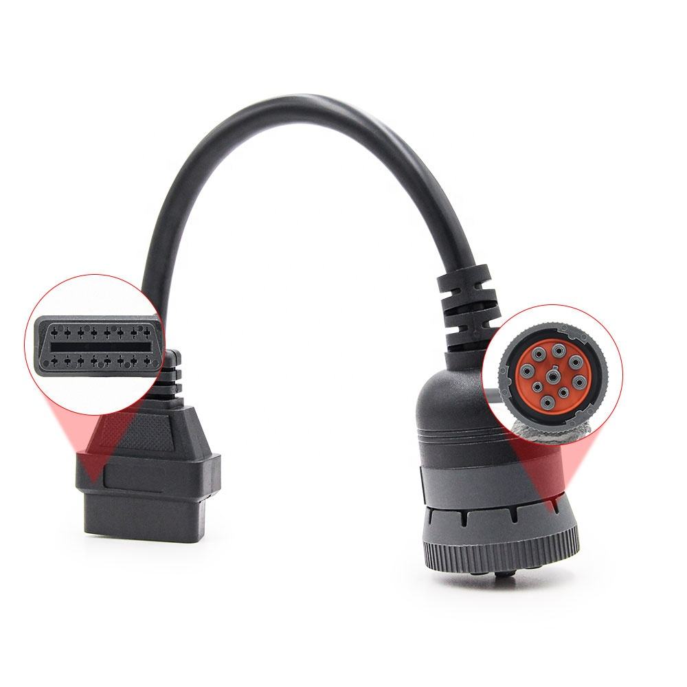 J1939 9pin till OBD2-adapter för Cummins lastbilsdiagnos