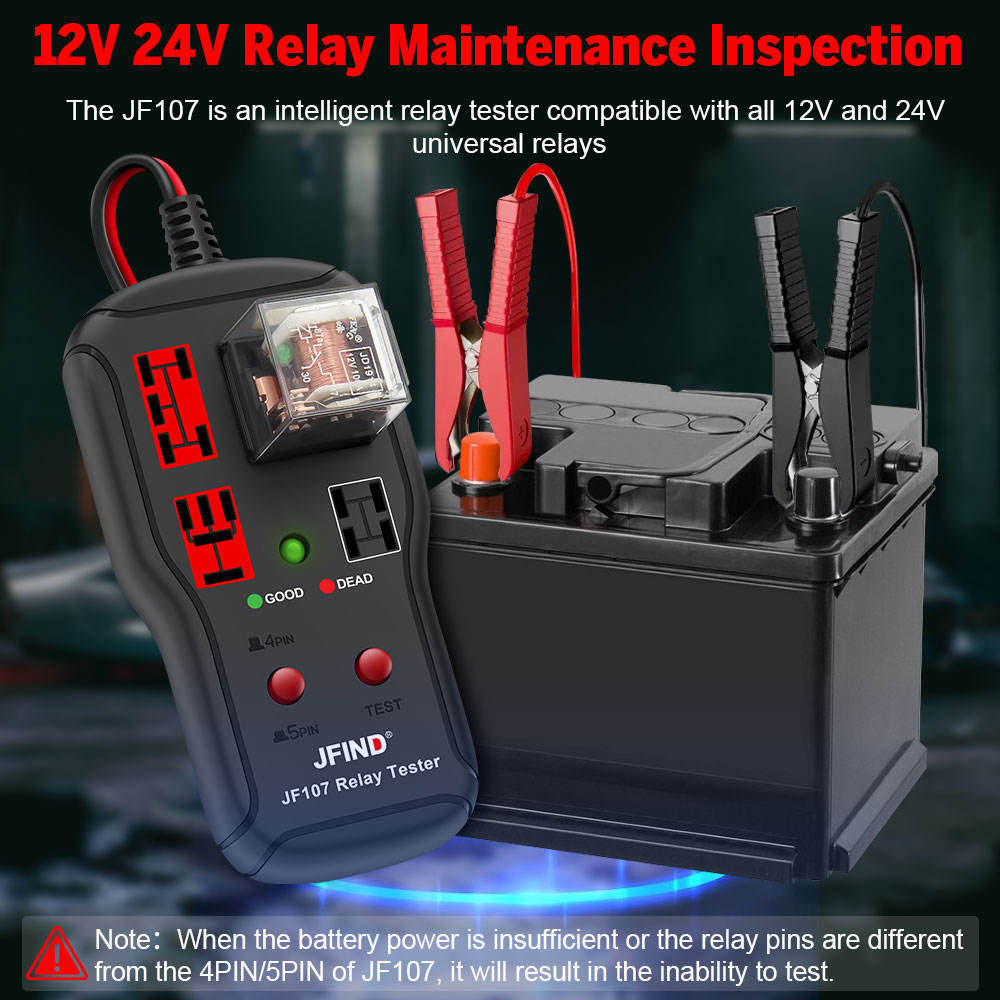 JFIND JF107 – Relätestare för bil & MC (12/24 V, 4-5-stifts) Testverktyg