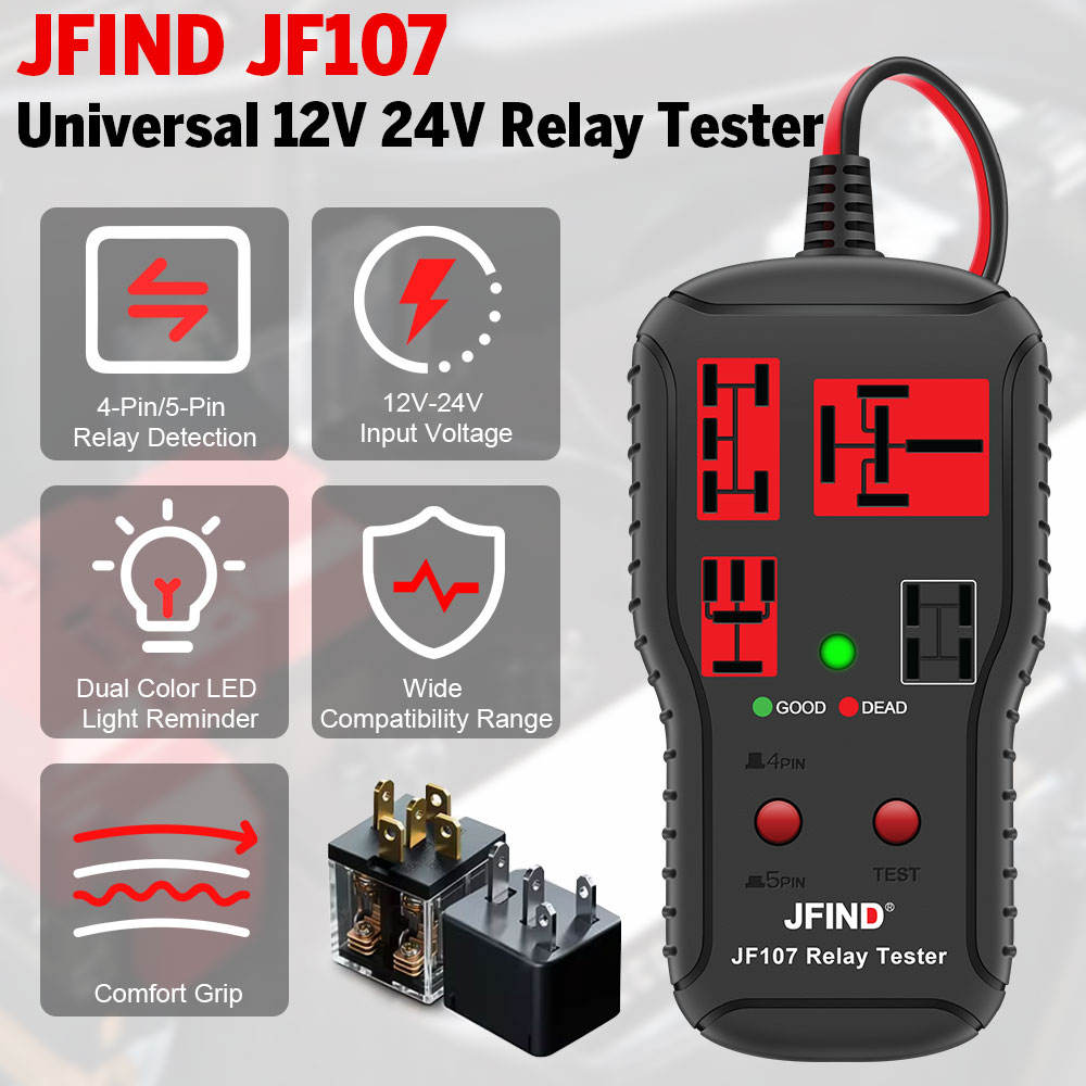 JFIND JF107 – Relätestare för bil & MC (12/24 V, 4-5-stifts) Testverktyg