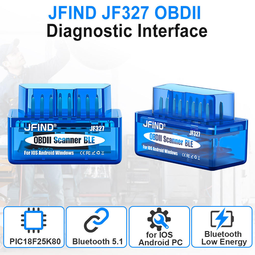 Universal Bil Kodläsare JFIND JF327 OBD2 Skanner BLE Bluetooth BT5.1 Felkodsläsare