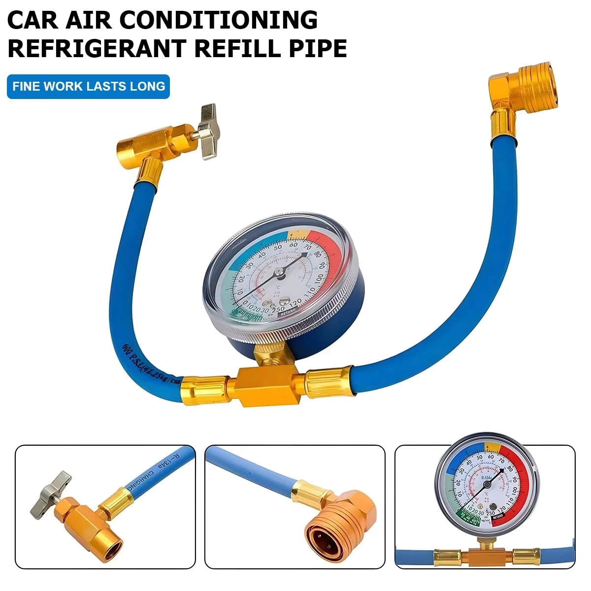 Flexibel AC-påfyllnadsslang med manometer – R134a/R12/R22 Verktyg