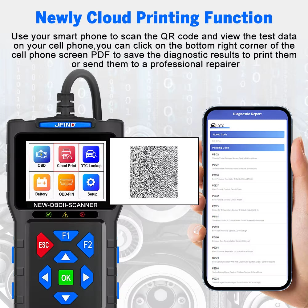 Felkodsläsare - JFIND JF700 PRO OBD2 Diagnosverktyg Felkodsläsare