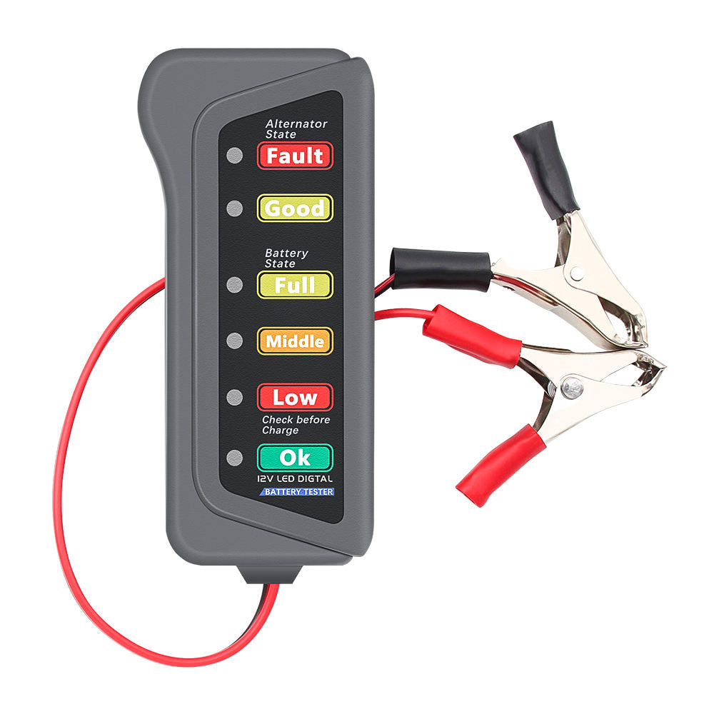 Kraftfull Bilbatteritestare med 6 LED-lampor