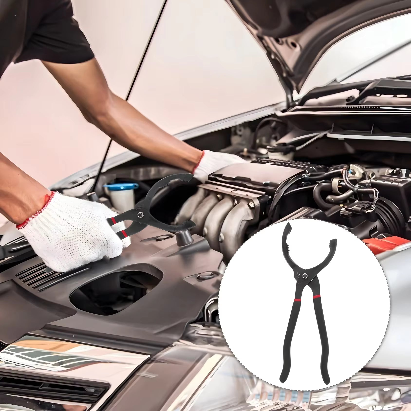 12" Justerbar Oljefiltertång – Låsbara Käftar & Halkfria Handtag Verktyg