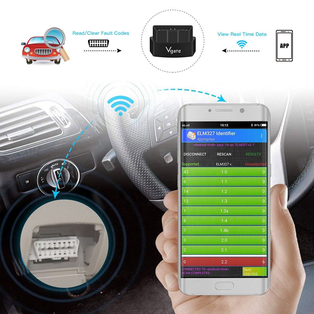 Vgate ICAR OBD2 Scanner WIFI ICAR3 V2.2 ELM327