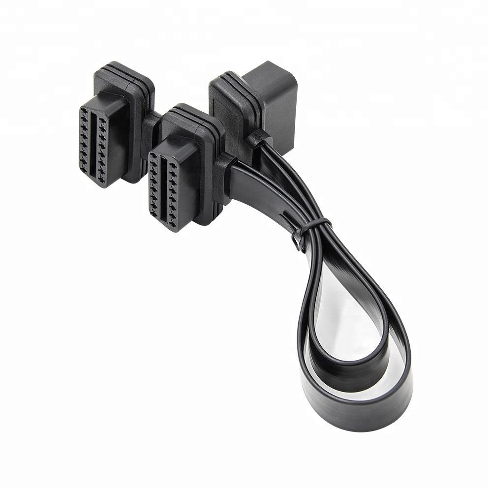 16-pin OBD2 Flat Kabel 30CM - OBD2 Anslutningskabel 2IN1 Adapterkabel