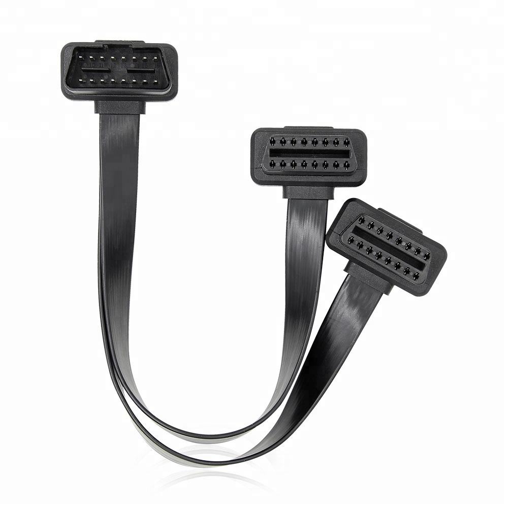 16-pin OBD2 Flat Kabel 30CM - OBD2 Anslutningskabel 2IN1 Adapterkabel