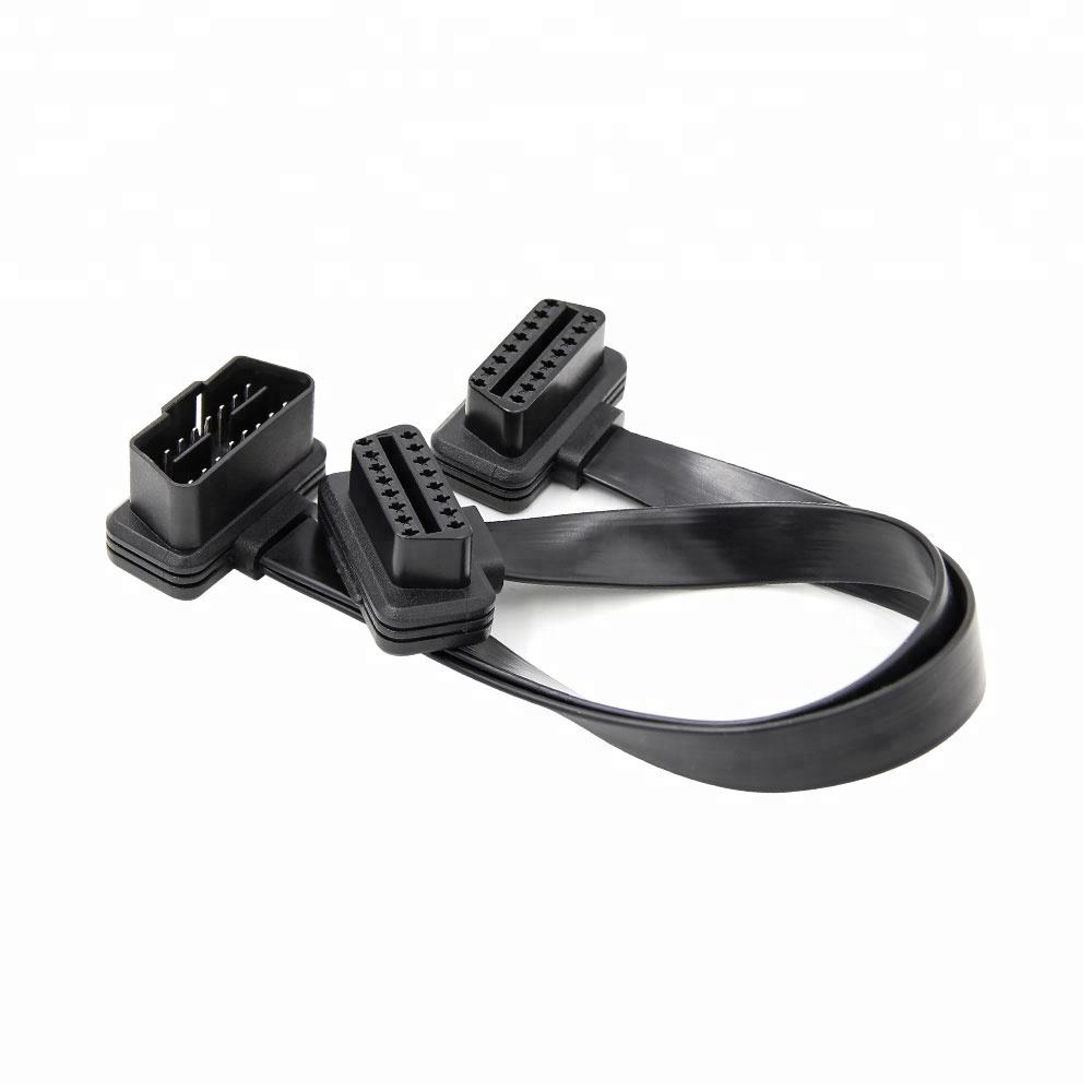 16-pin OBD2 Flat Kabel 30CM - OBD2 Anslutningskabel 2IN1 Adapterkabel