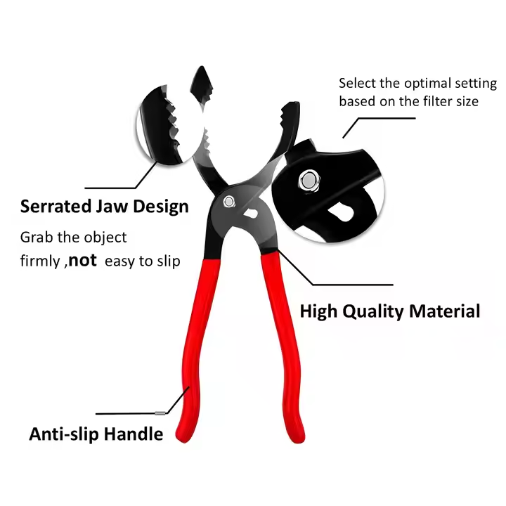 12" Justerbar Oljefiltertång – Låsbara Käftar & Halkfria Handtag Verktyg