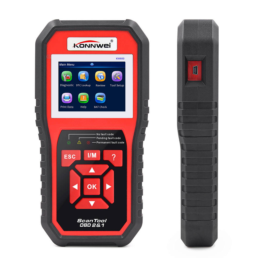 KONNWEI KW850 OBD2 12V – Motorfelkodsläsare & EVAP-diagnos med I/M-readiness och livedata Felkodsläsare