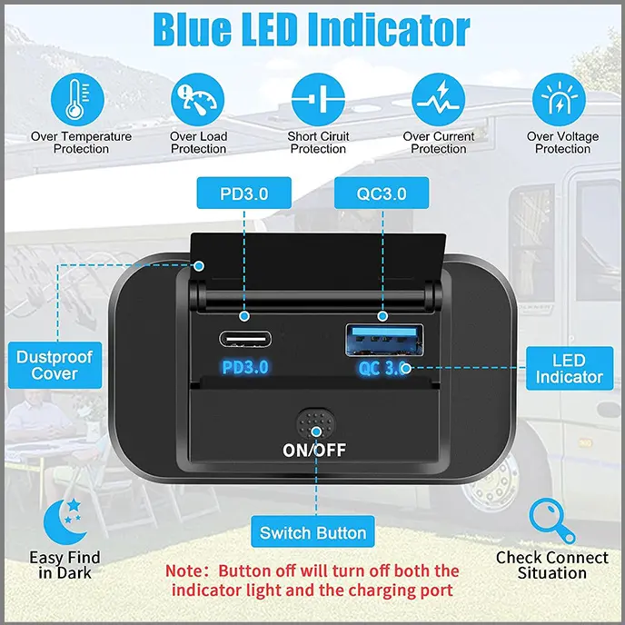 PD3.0+QC3.0 Bil Laddare med Dubbel USB-anslutning Tillbehör