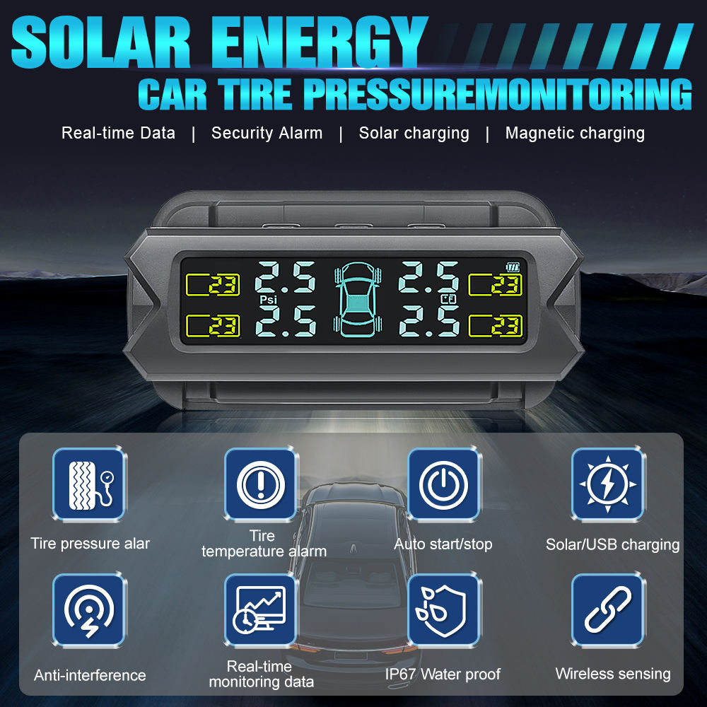 Universal TPMS Sensor för Bil - Vattentät och Solenergi Tillbehör