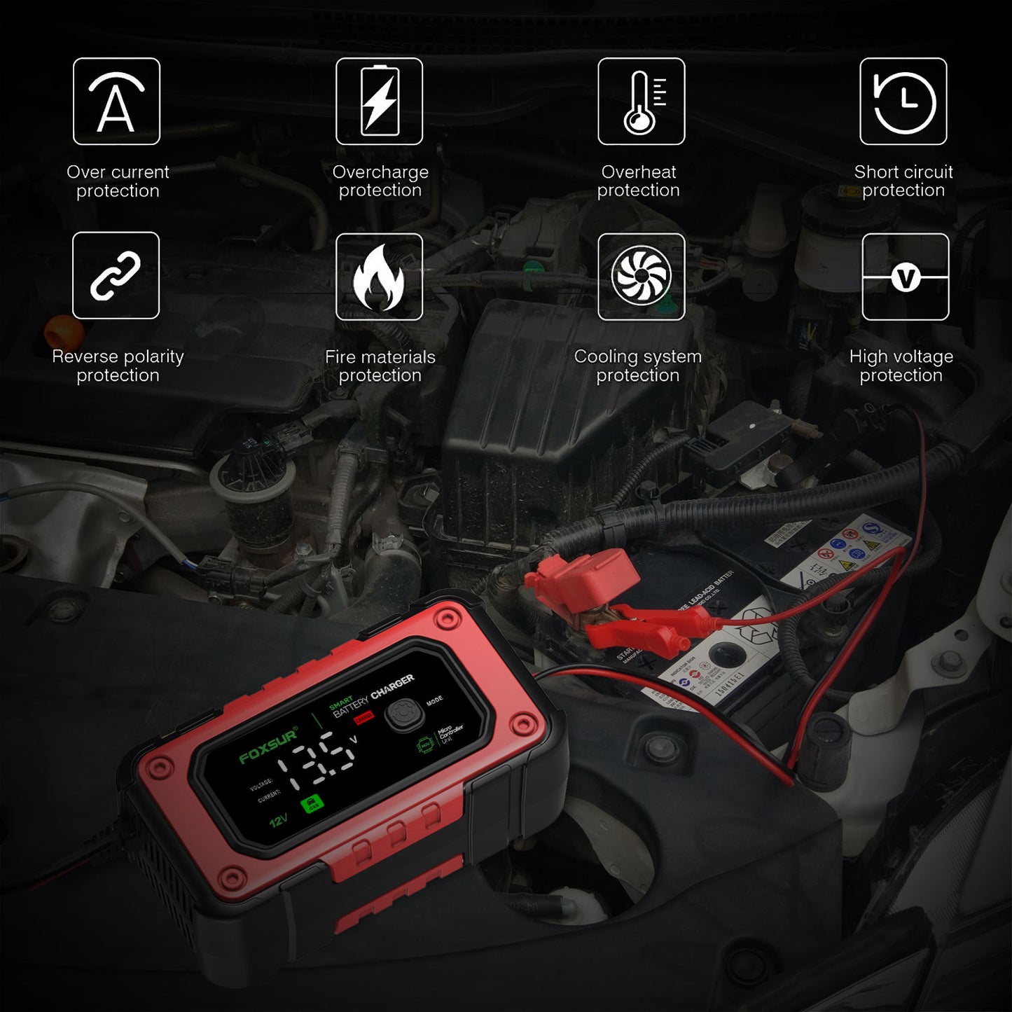 FOXSUR FBC1207E 12V/7A Smart Batteriladdare