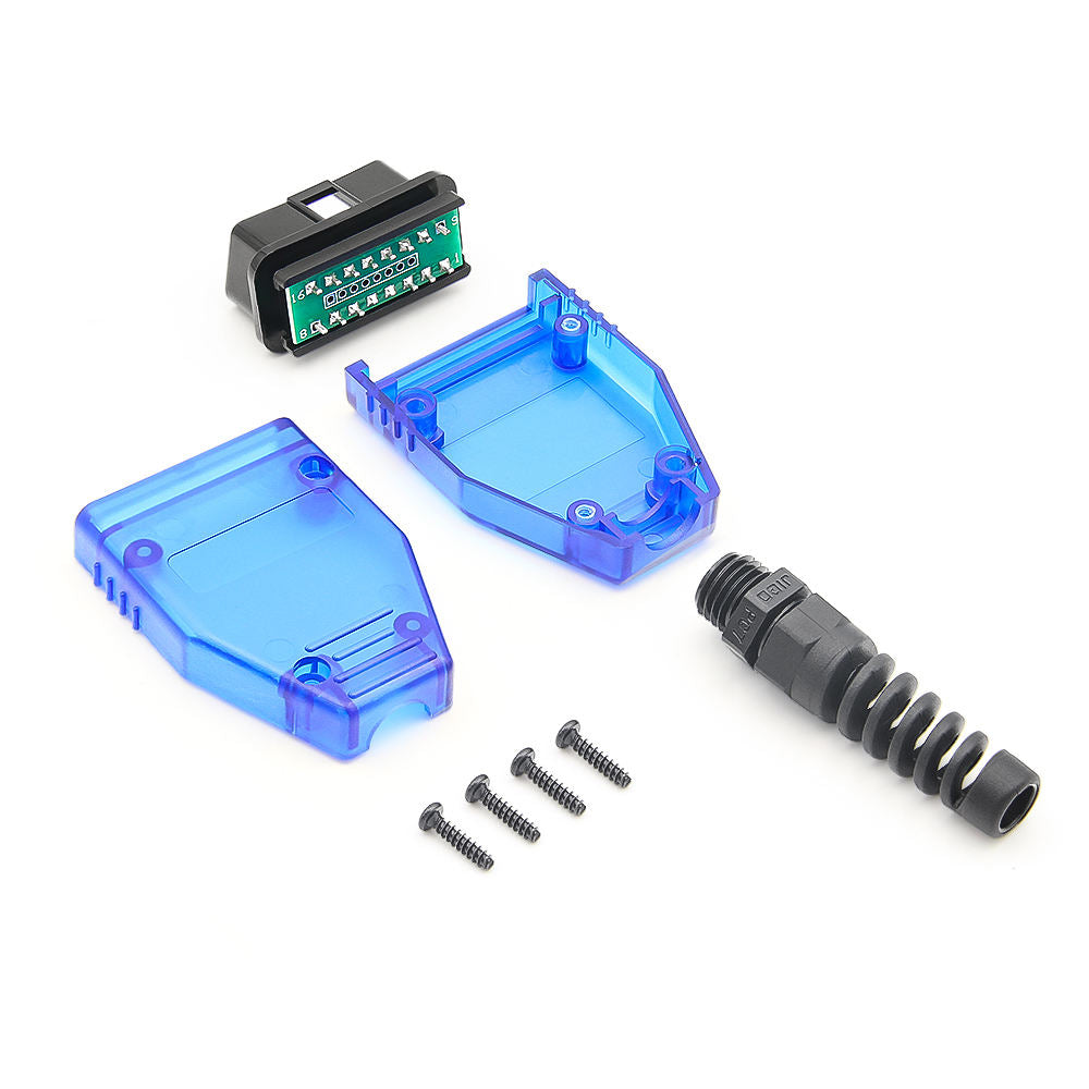 OBD2 16PIN Manlig Adapter - Blå 12V Kabelanslutning Tillbehör