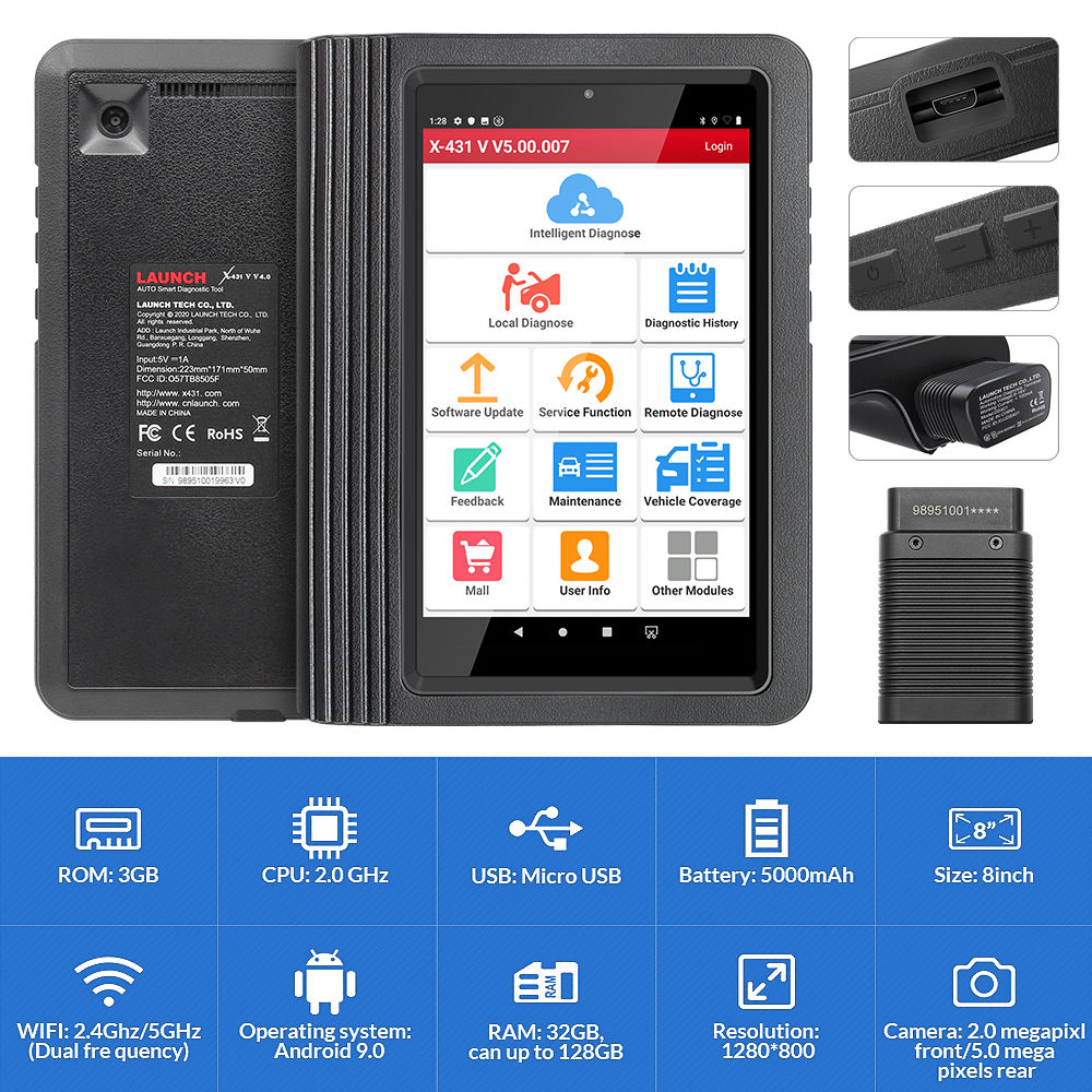 Original Launch X431 V Pro Plus 4.0 Diagnostikverktyg Felkodsläsare