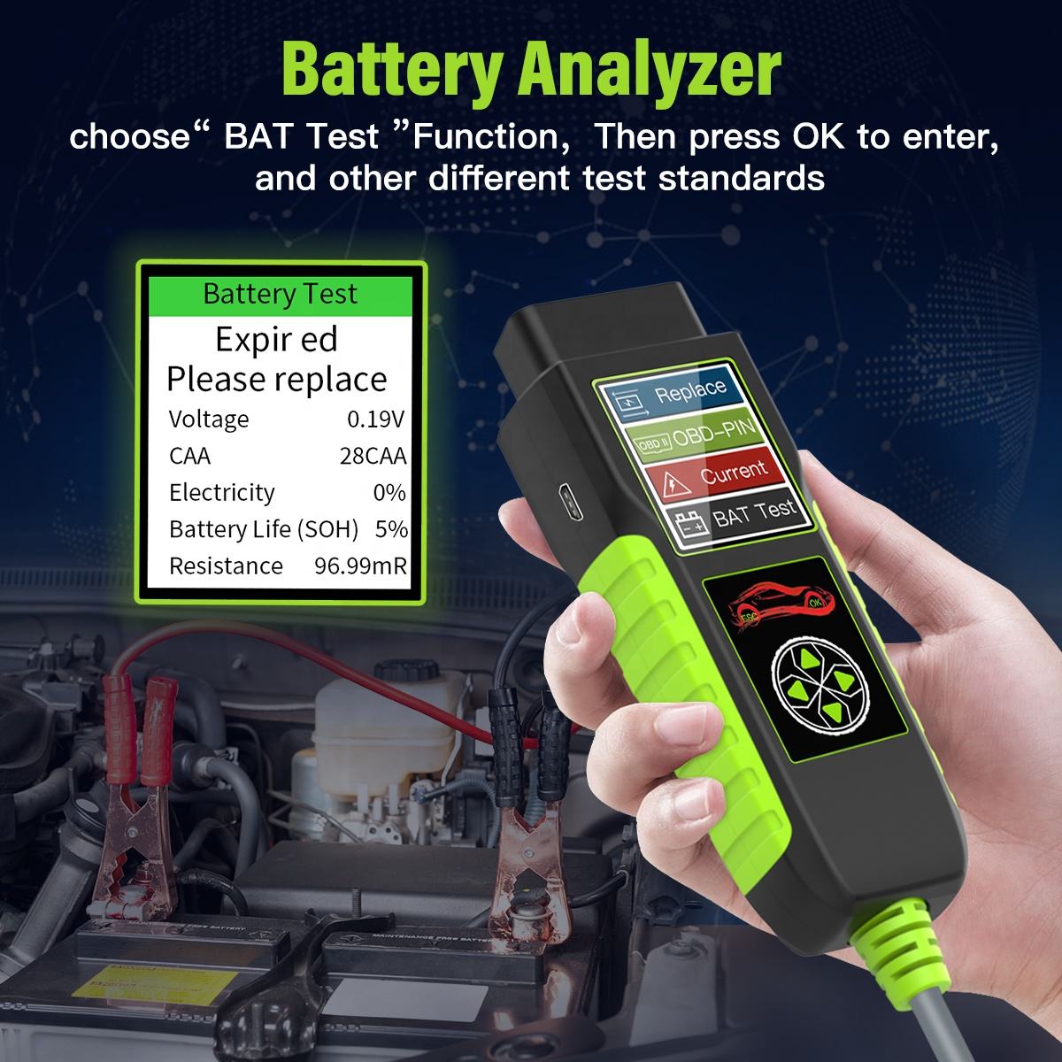 Topdiag BT400 Bilbatteritestare – 4-i-1 Diagnostikverktyg
