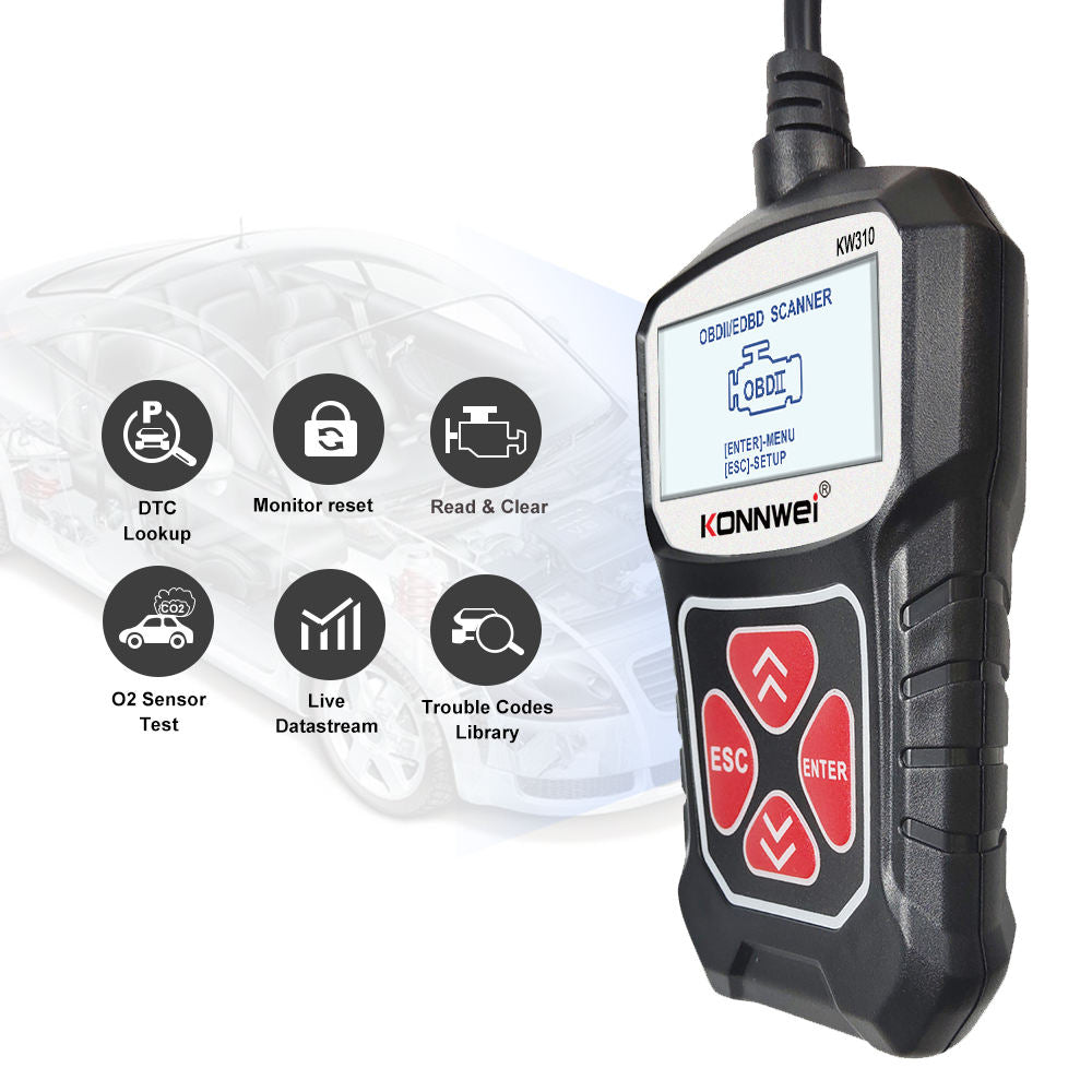 KONNWEI KW310 – Car Diagnostic Tool OBD2/EOBD/CAN Engine Trouble Scanner Felkodsläsare
