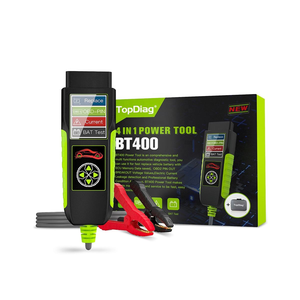 Topdiag BT400 Bilbatteritestare – 4-i-1 Diagnostikverktyg