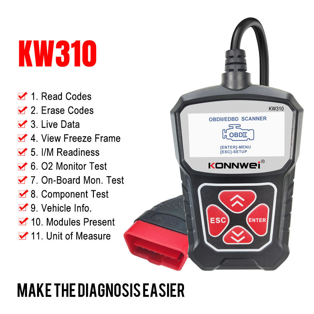 KONNWEI KW310 – Car Diagnostic Tool OBD2/EOBD/CAN Engine Trouble Scanner Felkodsläsare