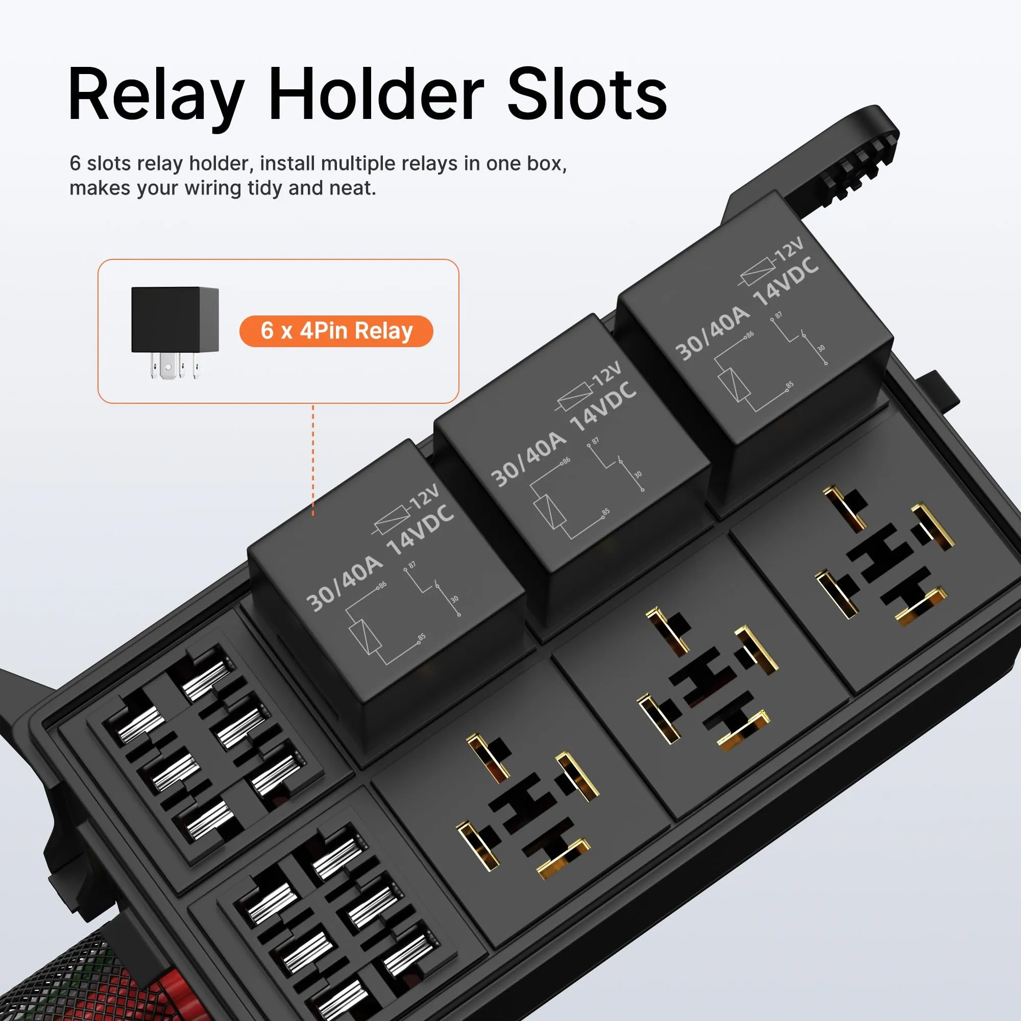 24 Volt Försäkringsreläbox - Förkopplad med 6 Reläer och 6-vägs ATC/ATO Försäkringar Tillbehör