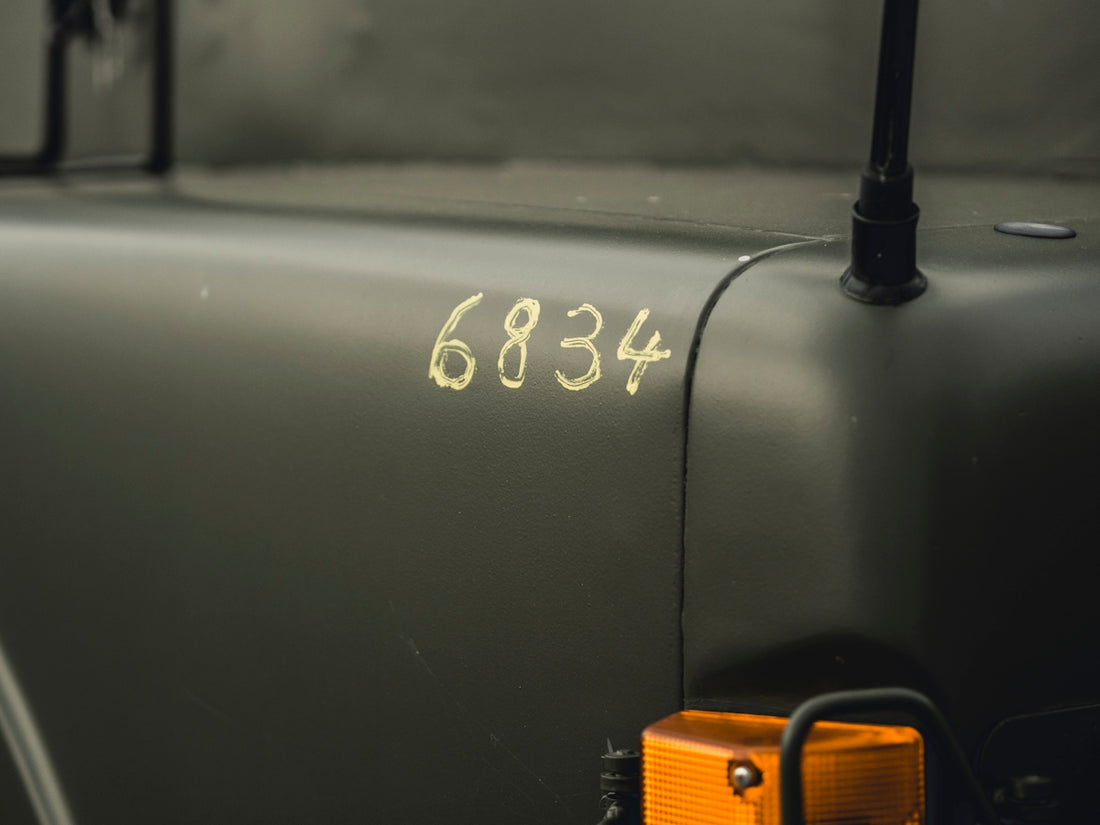 a close up of the numbers on the side of a truck