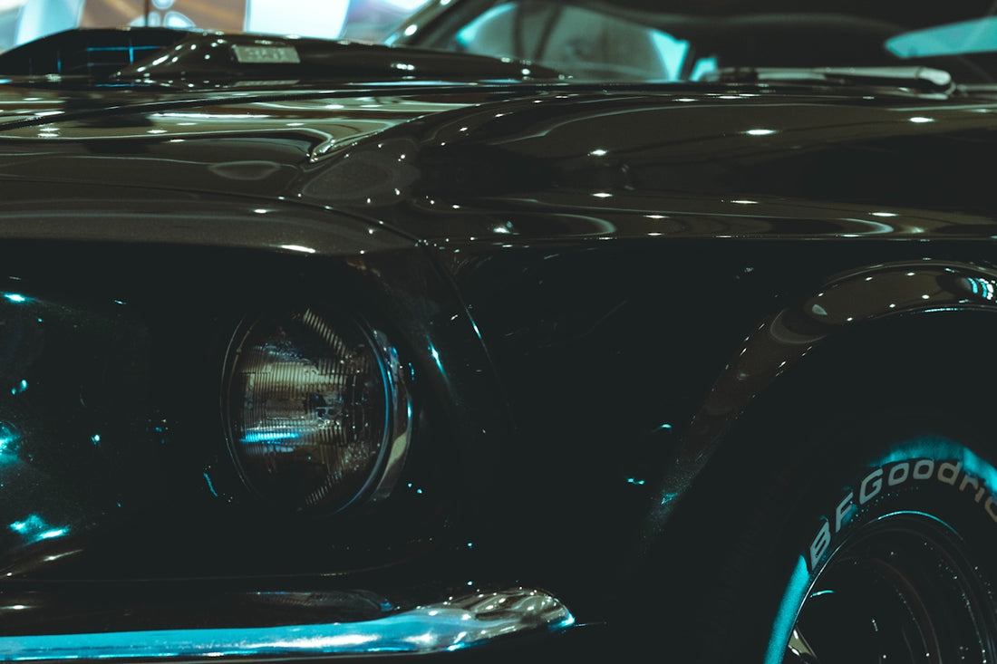 black car in close up photography