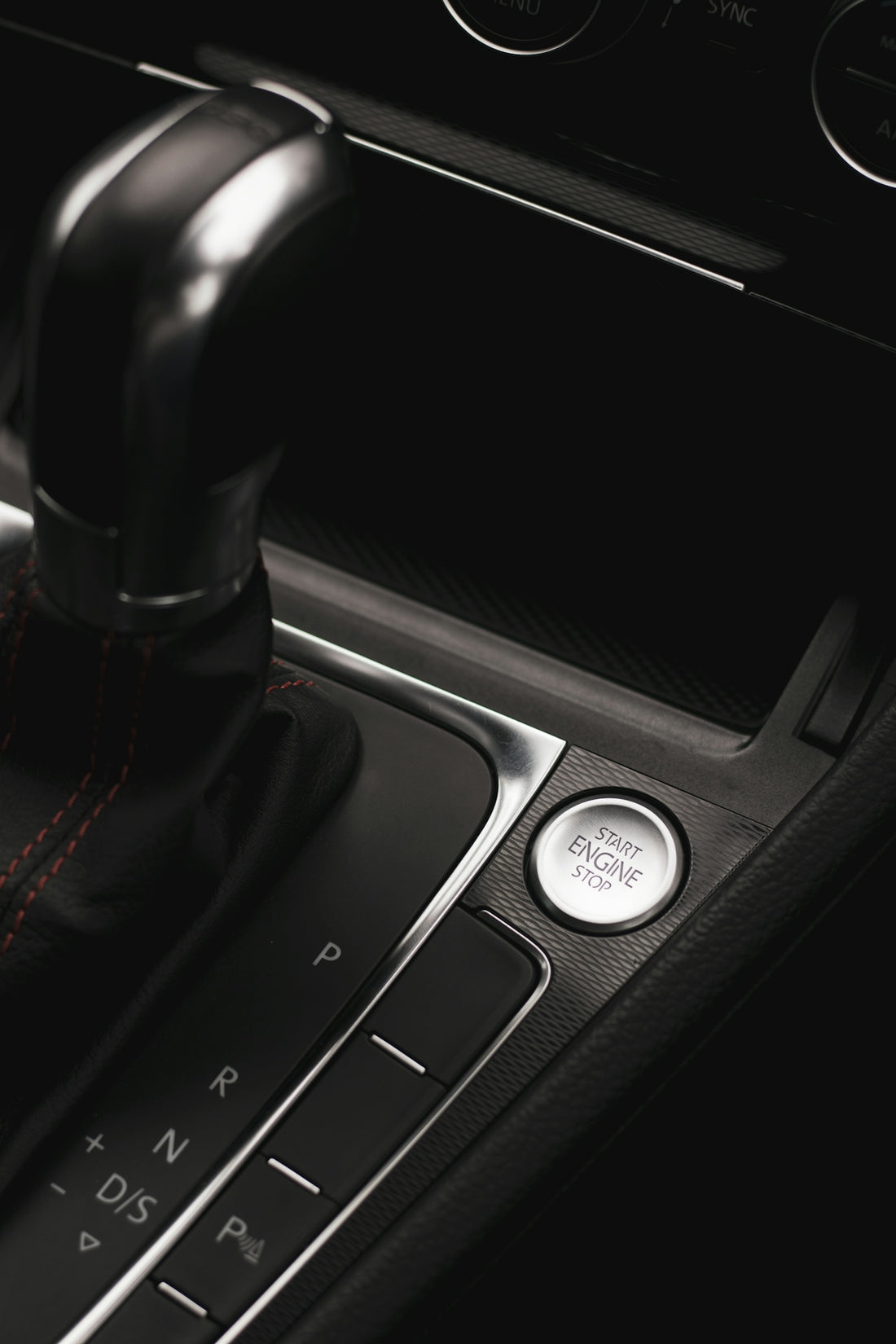 a close up of a car steering wheel