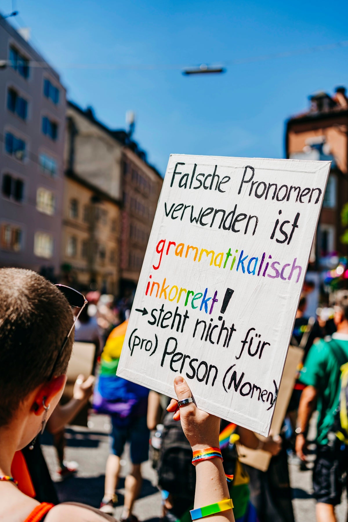 a person holding a sign
