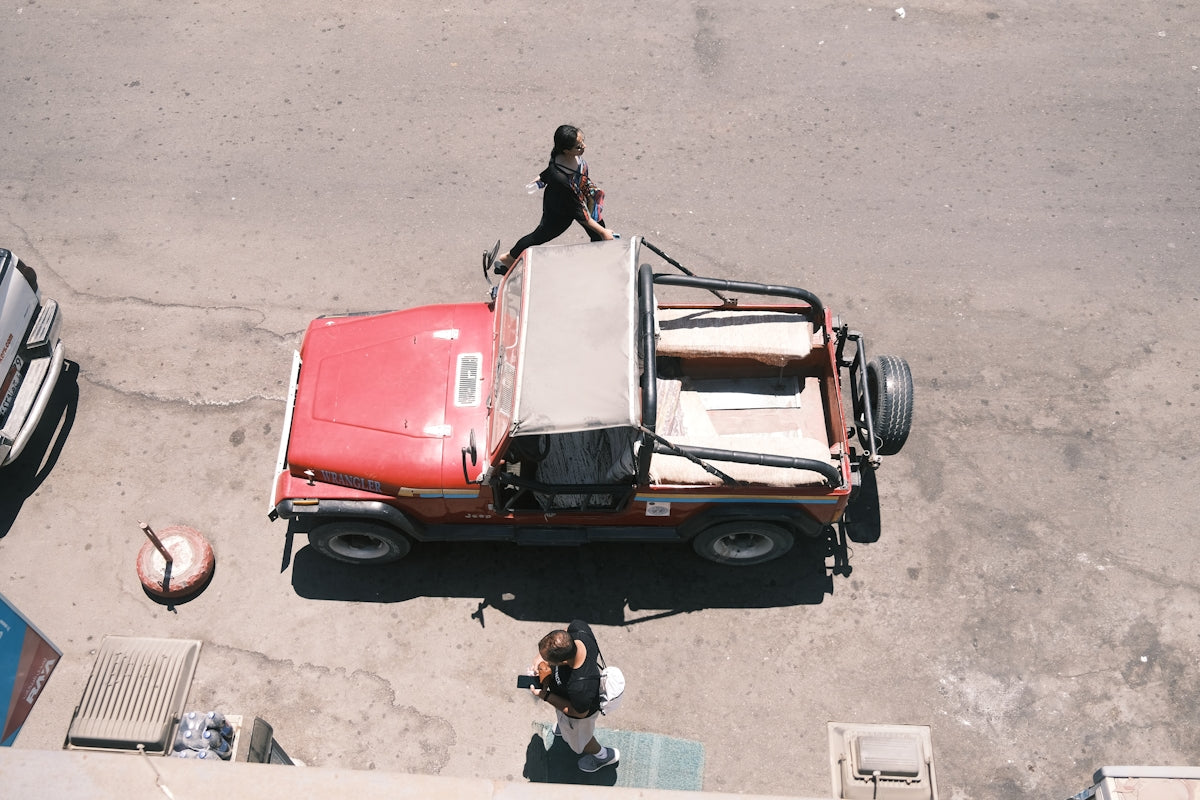 a person standing on a truck