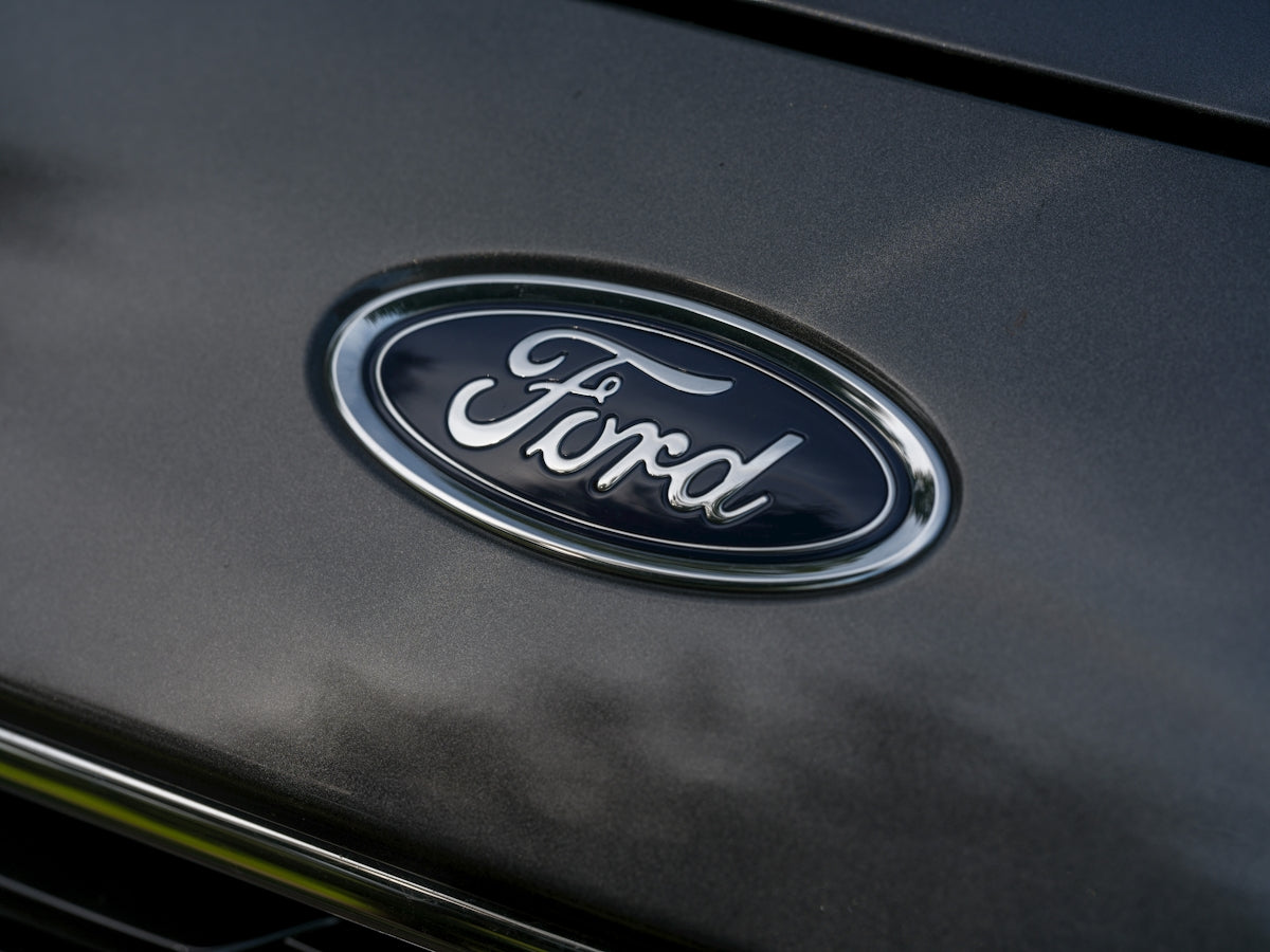The ford logo is displayed on a car.
