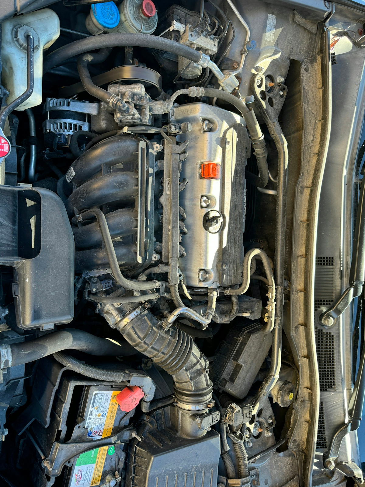 Close-up of a car engine compartment