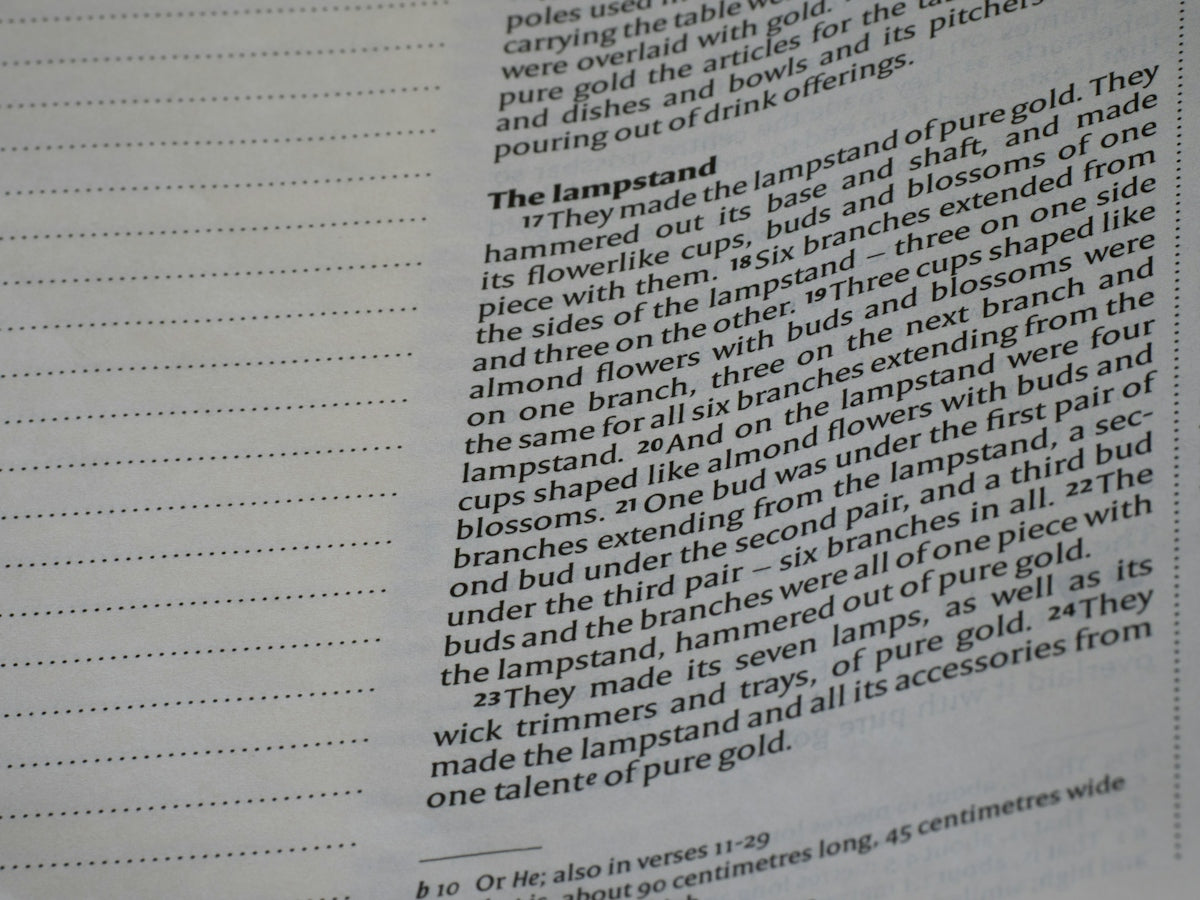Close-up of text on a page with lines