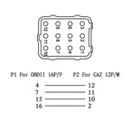 12 - pin OBD Connector för GAZ Biladapter 12 - pin Lastkabel - Felkodsläsare