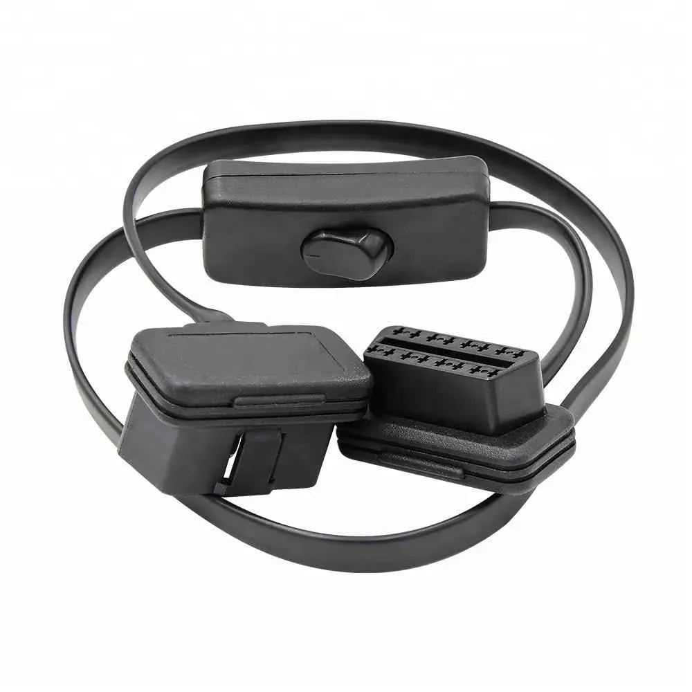 16 - pin Flat OBD2 Förlängningskabel 60cm med Switch - Felkodsläsare
