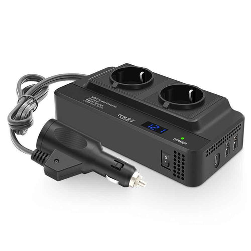 200W Bilens Strömväxlare med Universalsocklar och USB - portar - Felkodsläsare