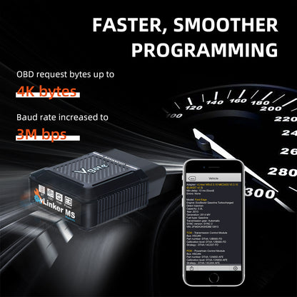 Vgate Vlinker MS ELM327 BT3.0 OBD2-adapter Bildiagnostikverktyg för Android iOS iPhone