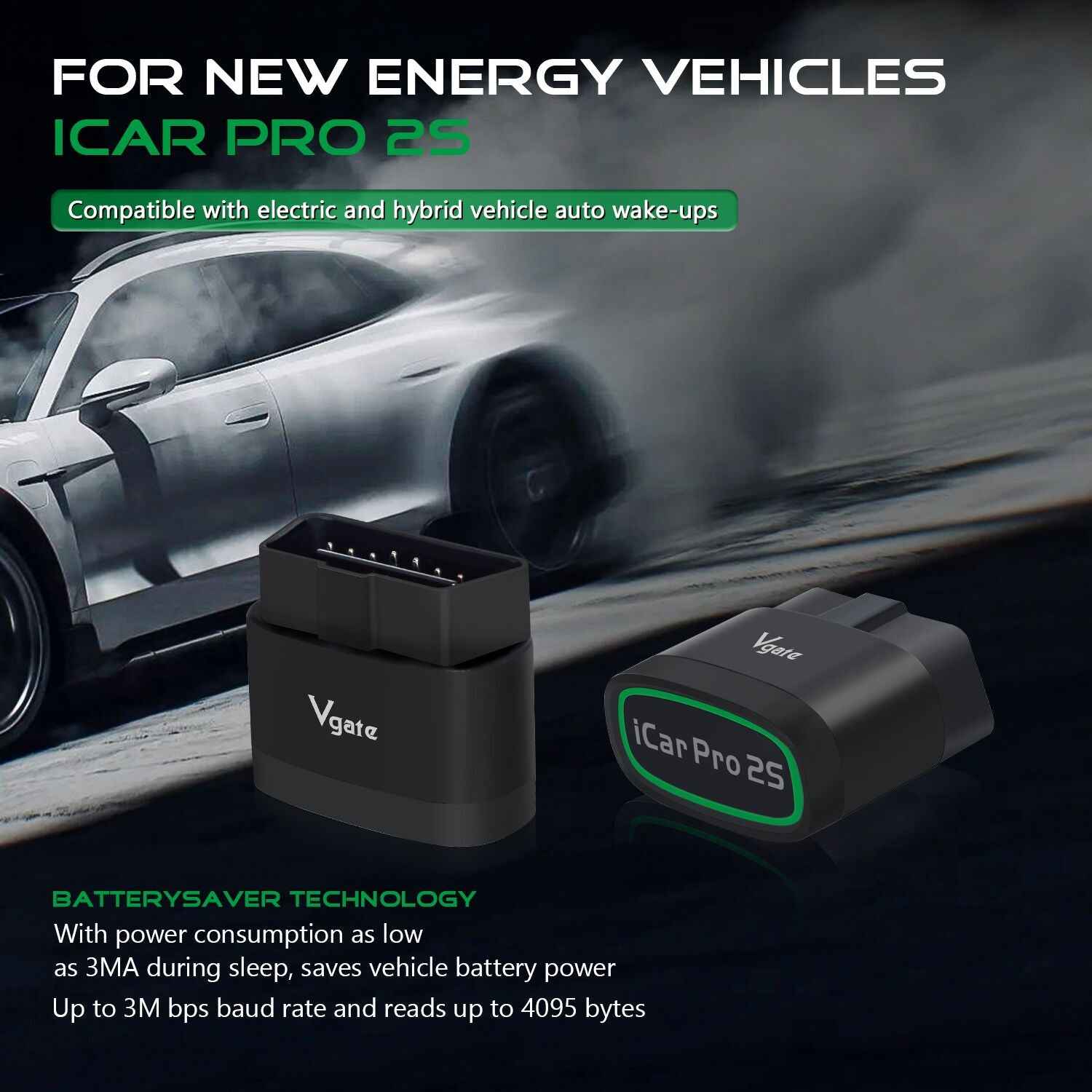 ELM327 Vgate iCar Pro 2S V2.3 Can-BUS Felkodskodläsare OBD2 Stöd för Elbilar