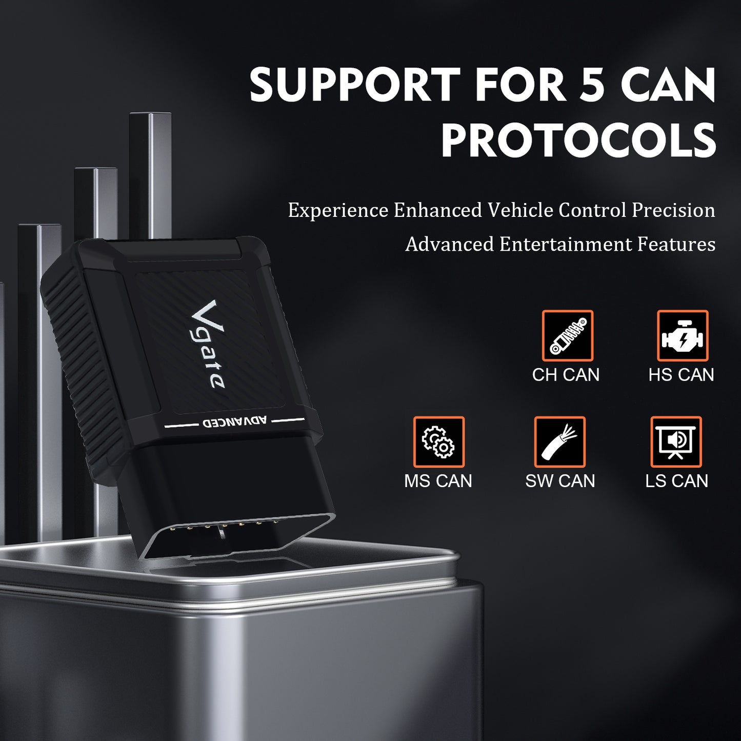 Vgate Vlinker MS ELM327 BT3.0 OBD2-adapter Bildiagnostikverktyg för Android iOS iPhone