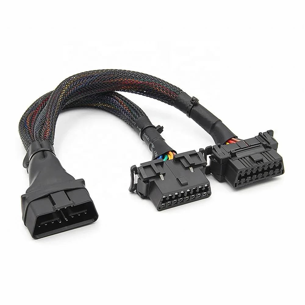 30cm OBD2 Elbow Extensionkabel med 1 hane till 2 honor - Felkodsläsare