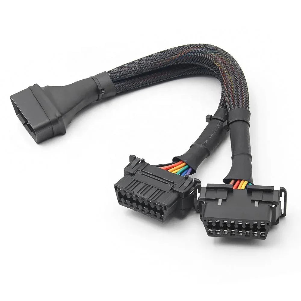 30cm OBD2 Elbow Extensionkabel med 1 hane till 2 honor - Felkodsläsare