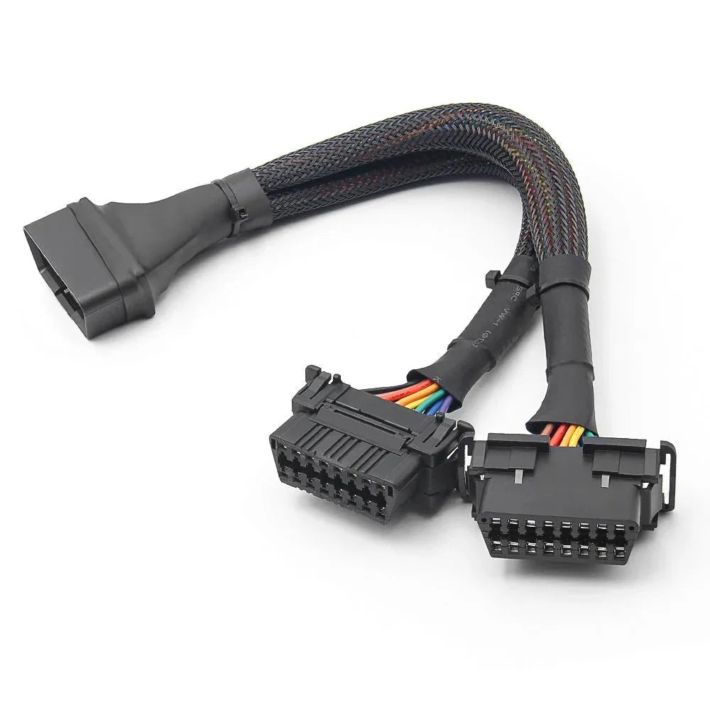 30cm OBD2 Elbow Extensionkabel med 1 hane till 2 honor - Felkodsläsare