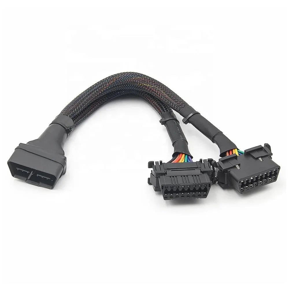 30cm OBD2 Elbow Extensionkabel med 1 hane till 2 honor - Felkodsläsare