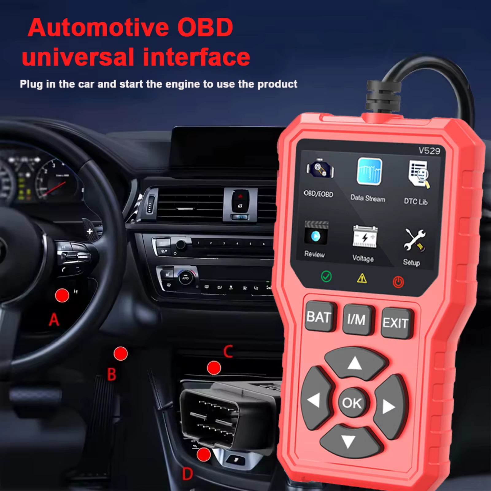 FOXSUR V529 OBD2 Scanner – Felkodsläsare för bil 1996+