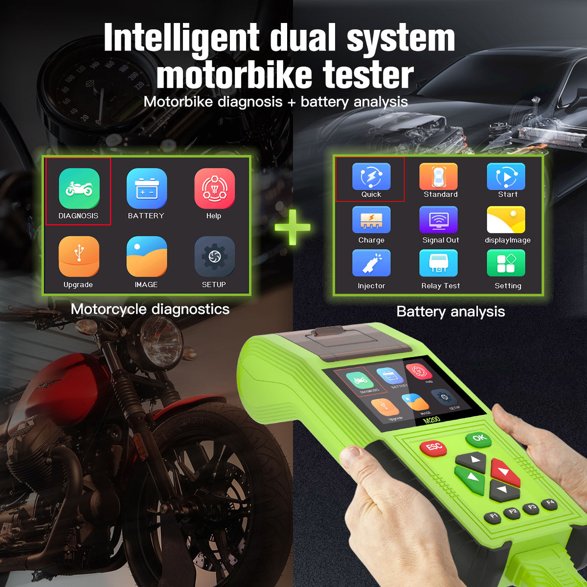 OBD2 Motorcykeldiagnostikskanner JDiag M200