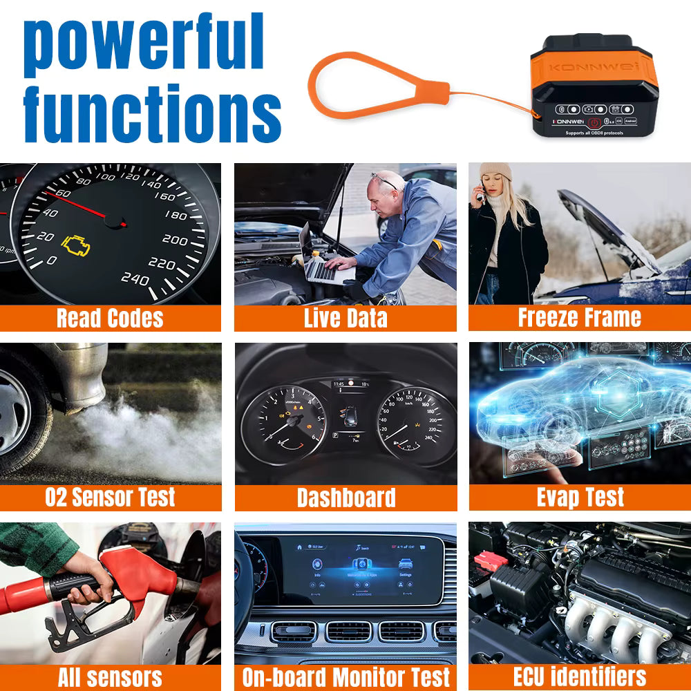Konnwei KW906 V1.5 OBD2 ELM327 Bluetooth 5.0