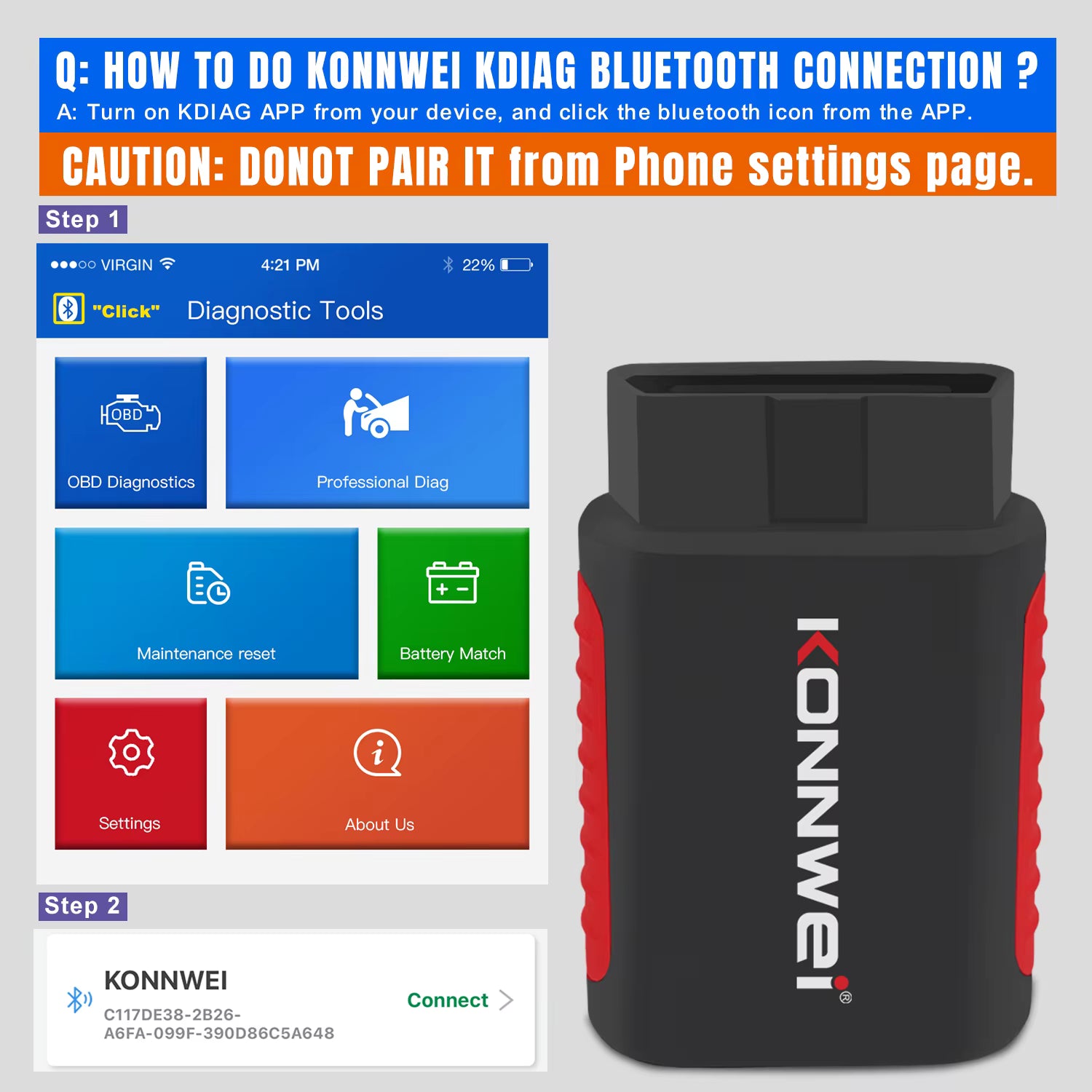 Konnwei KDIAG OBD2 Scanner – Fullsystem & Specialfunktioner