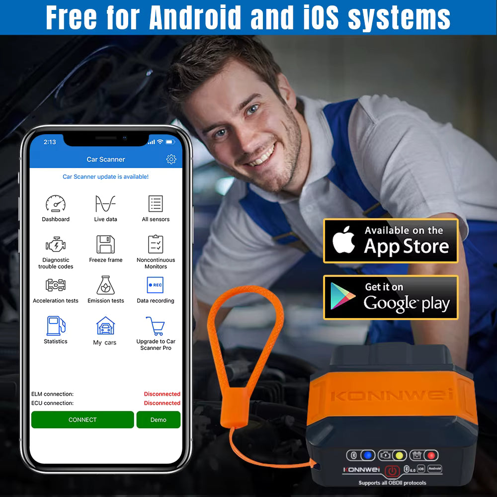 Konnwei KW906 V1.5 OBD2 ELM327 Bluetooth 5.0