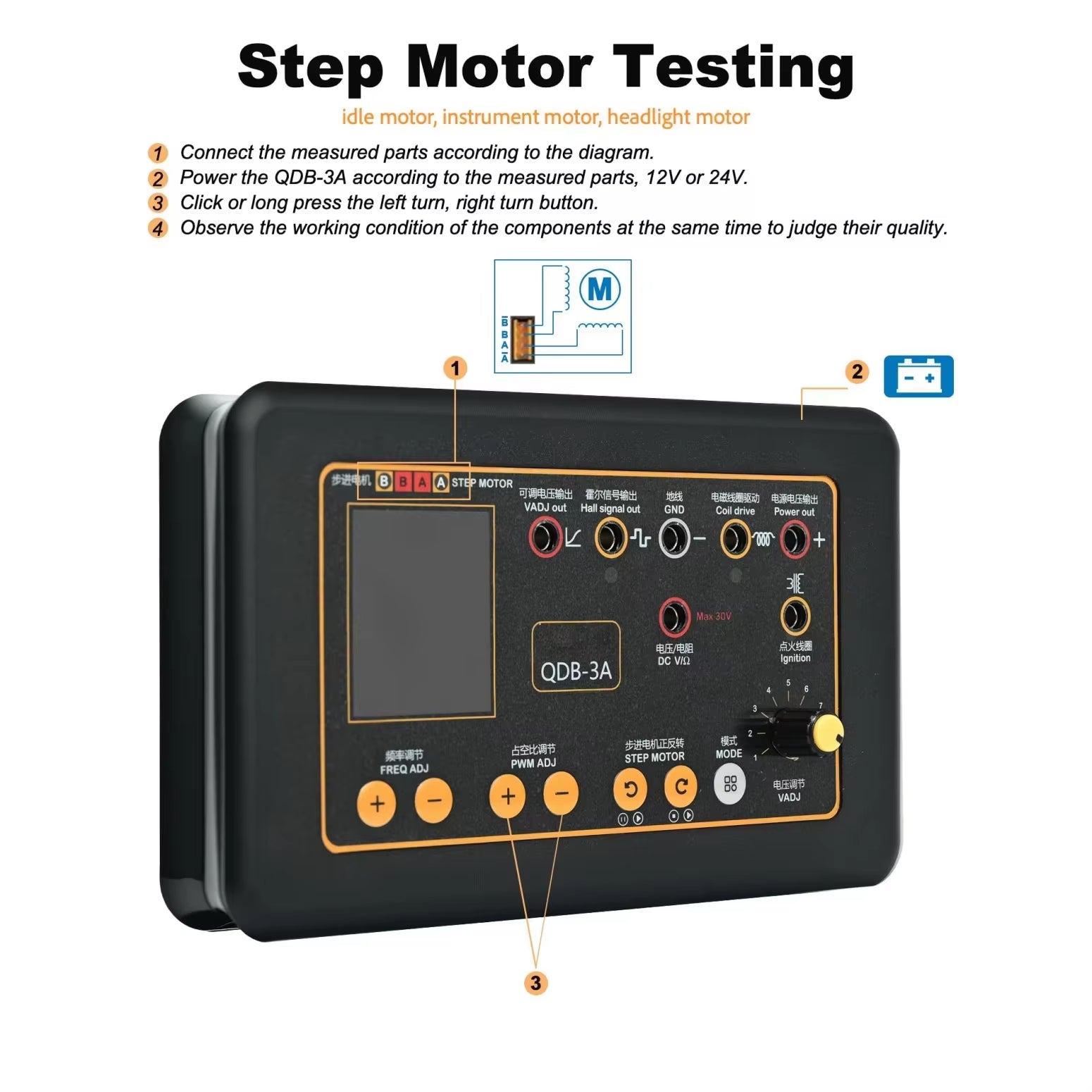 Automobile Ignition Coil Tester QDB-3A – Multiverktyg för bilens styr- och sensorkomponenter Testverktyg
